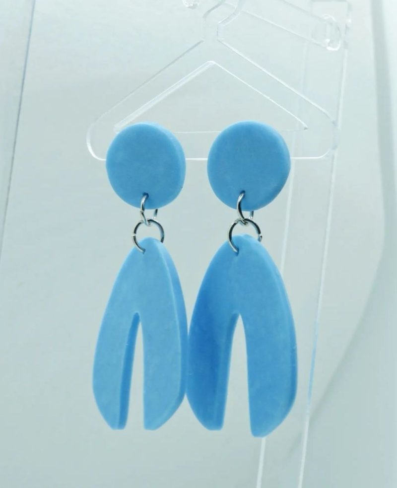 UV Light-Blue Asymmetrical arches dangle earrings