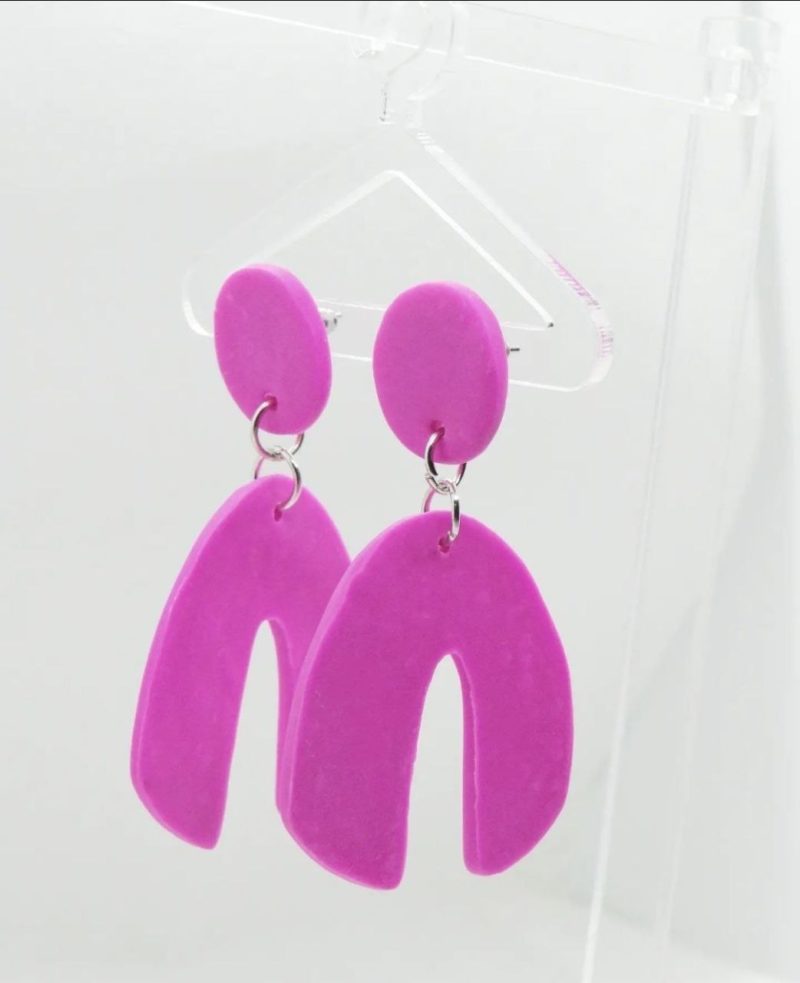 UV Purple Asymmetrical arches dangle earrings