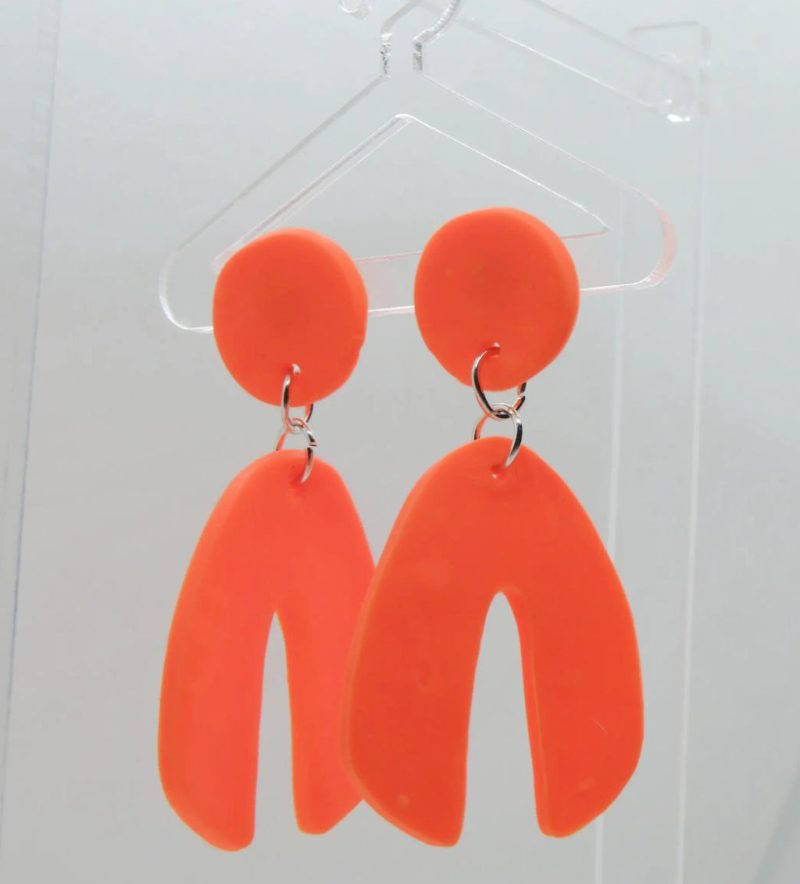 UV Orange Asymmetrical arches dangle earrings