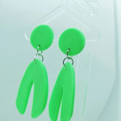 UV Green Asymmetrical arches dangle earrings
