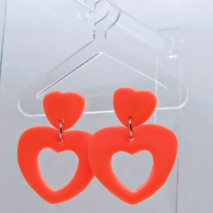 UV Orange hearts dangle earrings