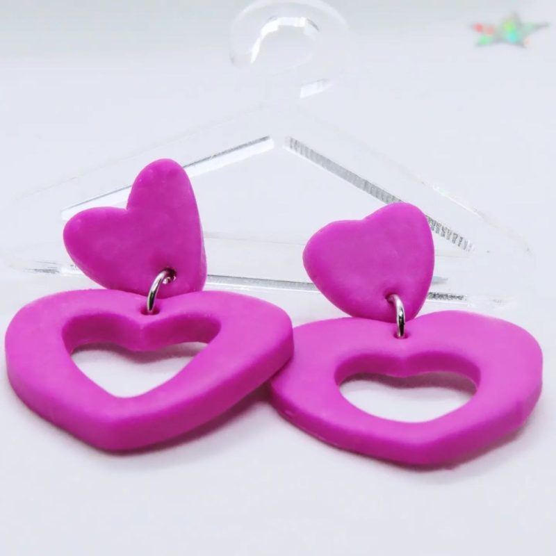 UV Purple hearts earrings
