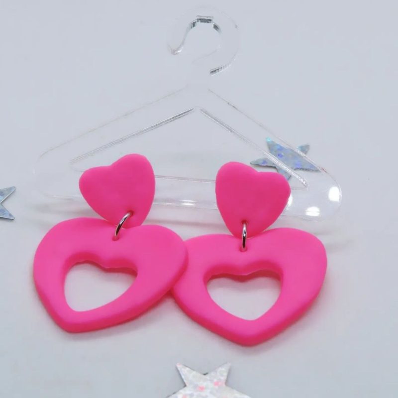 UV Pink hearts earrings