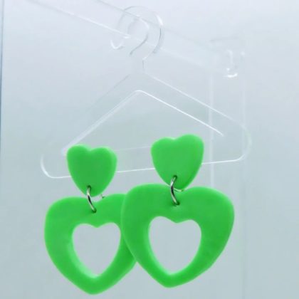 UV Green hearts earrings