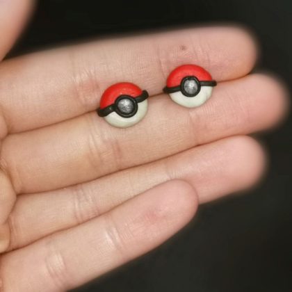 Handcrafted Polymer Clay Pokéball Earring - A Nostalgic Pokémon Accessory